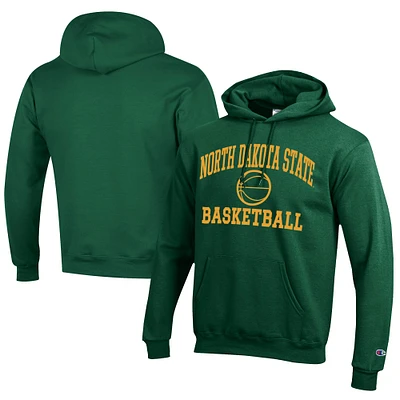 Men's Champion Green NDSU Bison Icon Logo Basketball Eco Powerblend Pullover Hoodie