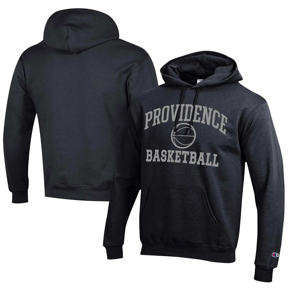 Men's Champion Black Providence Friars Icon Logo Basketball Eco Powerblend Pullover Hoodie
