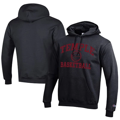 Men's Champion  Black Temple Owls Icon Logo Basketball Eco Powerblend Pullover Hoodie