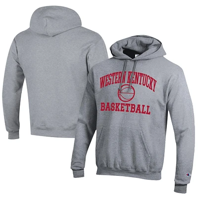 Men's Champion Gray Western Kentucky Hilltoppers Icon Logo Basketball Eco Powerblend Pullover Hoodie