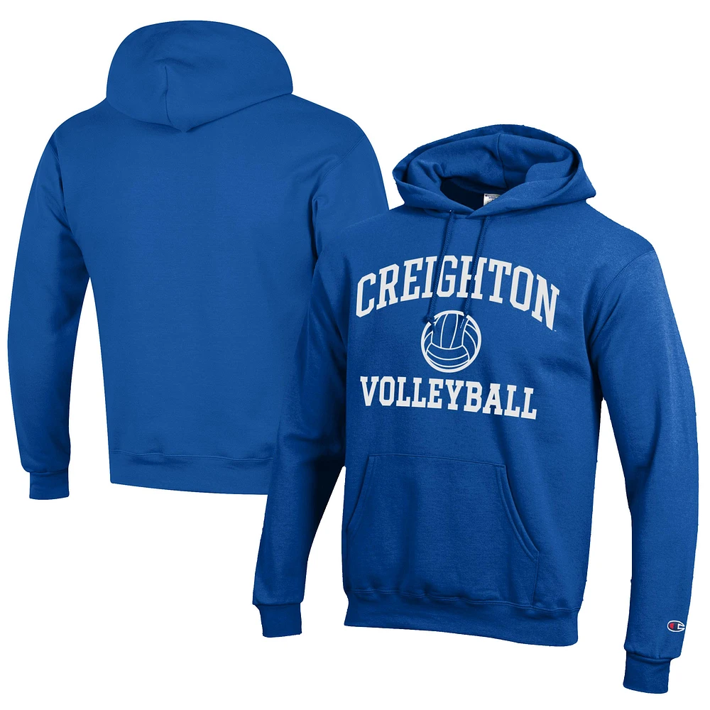 Men's Champion Creighton Bluejays Icon Logo Volleyball Eco Powerblend Pullover Hoodie