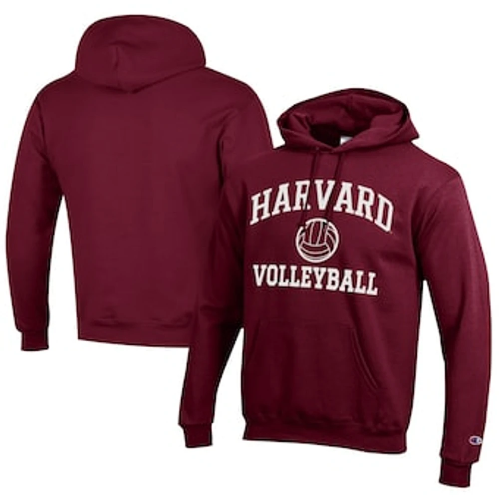 Men's Champion Crimson Harvard Icon Logo Volleyball Eco Powerblend Pullover Hoodie