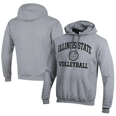 Men's Champion Gray Illinois State Redbirds Icon Logo Volleyball Eco Powerblend Pullover Hoodie