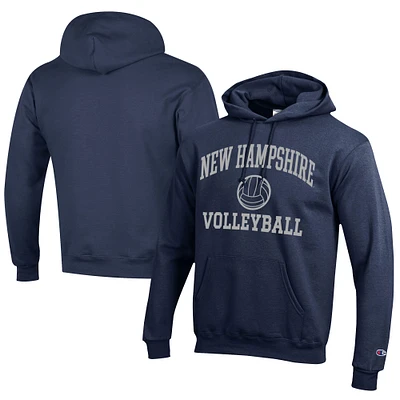 Men's Champion Navy New Hampshire Wildcats Icon Logo Volleyball Eco Powerblend Pullover Hoodie