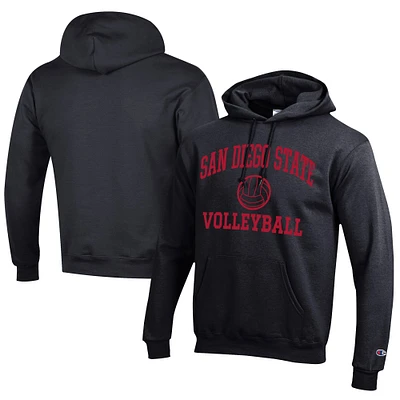 Men's Champion Black San Diego State Aztecs Icon Logo Volleyball Eco Powerblend Pullover Hoodie