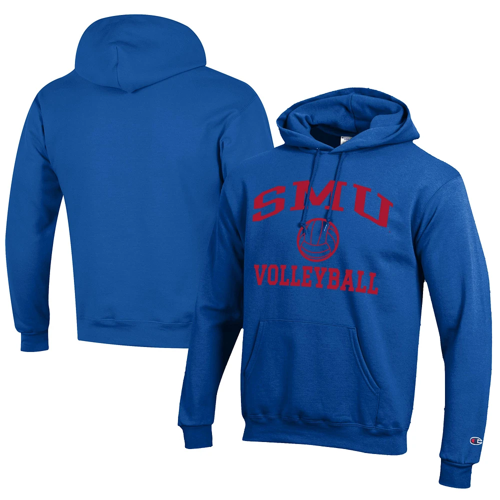 Men's Champion Royal SMU Mustangs Icon Logo Volleyball Eco Powerblend Pullover Hoodie