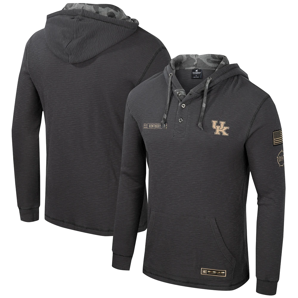 Men's Colosseum Charcoal Kentucky Wildcats OHT Military Appreciation Henley Pullover Hoodie