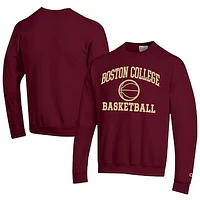 Men's Champion  Maroon Boston College Eagles Icon Logo Basketball Eco Powerblend Pullover Sweatshirt
