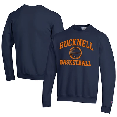 Men's Champion Navy Bucknell Bison Icon Logo Basketball Eco Powerblend Pullover Sweatshirt