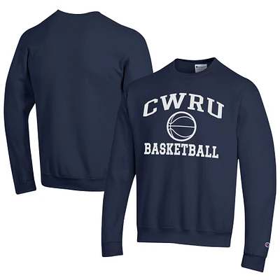 Men's Champion Navy Case Western Reserve Spartans Icon Logo Basketball Eco Powerblend Pullover Sweatshirt