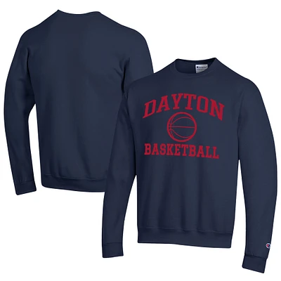 Men's Champion Navy Dayton Flyers Icon Logo Basketball Eco Powerblend Pullover Sweatshirt