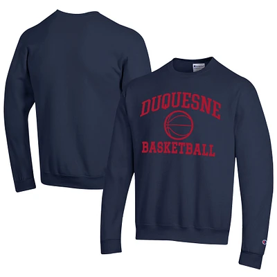 Men's Champion Navy Duquesne Dukes Icon Logo Basketball Eco Powerblend Pullover Sweatshirt