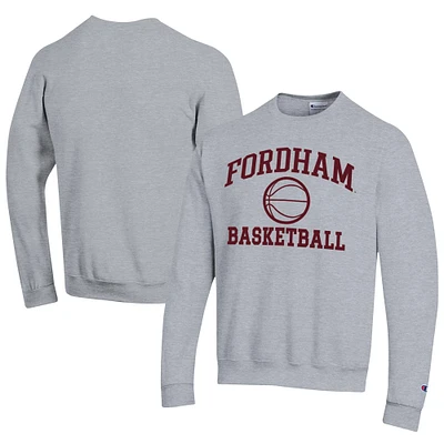 Men's Champion Gray Fordham Rams Icon Logo Basketball Eco Powerblend Pullover Sweatshirt