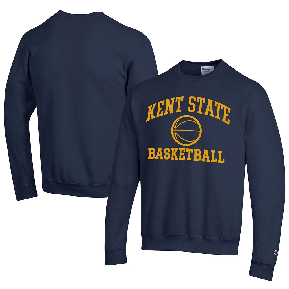 Men's Champion Navy Kent State Golden Flashes Icon Logo Basketball Eco Powerblend Pullover Sweatshirt