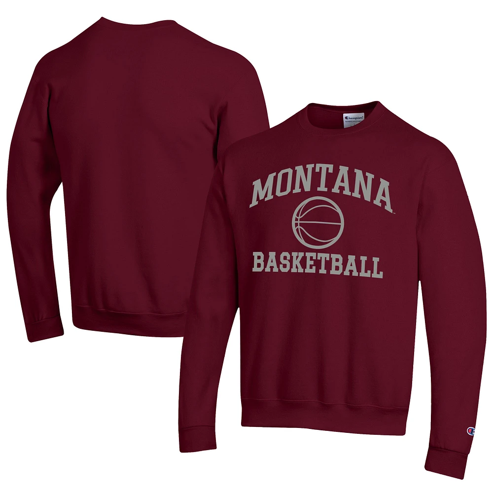 Men's Champion Maroon Montana Grizzlies Icon Logo Basketball Eco Powerblend Pullover Sweatshirt