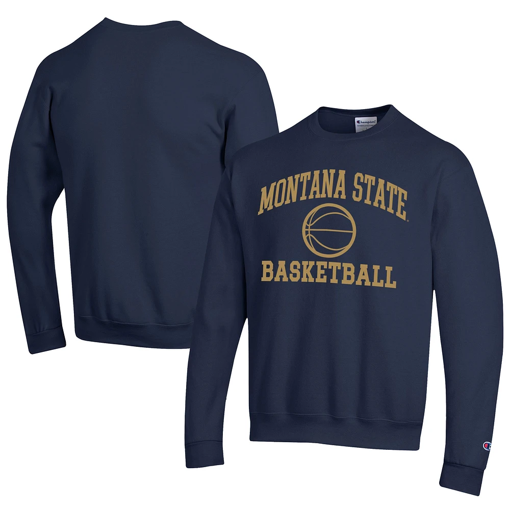 Men's Champion Navy Montana State Bobcats Icon Logo Basketball Eco Powerblend Pullover Sweatshirt