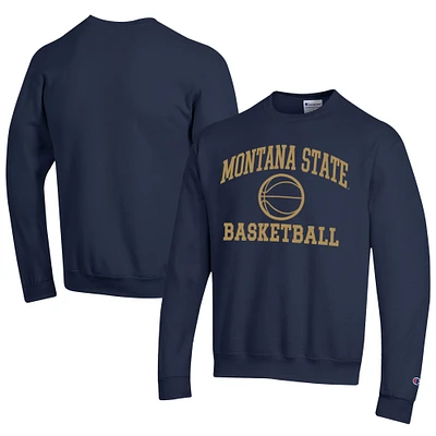 Men's Champion Navy Montana State Bobcats Icon Logo Basketball Eco Powerblend Pullover Sweatshirt
