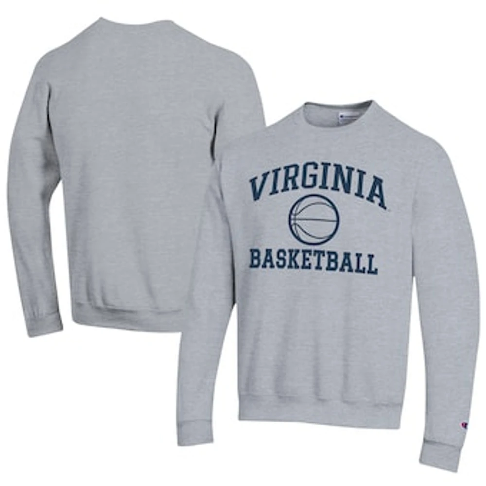 Men's Champion Gray Virginia Cavaliers Icon Logo Basketball Eco Powerblend Pullover Sweatshirt