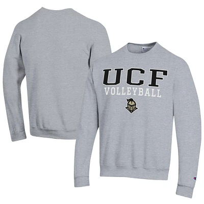 Men's Champion Gray UCF Knights Stacked Logo Volleyball Eco Powerblend Pullover Sweatshirt