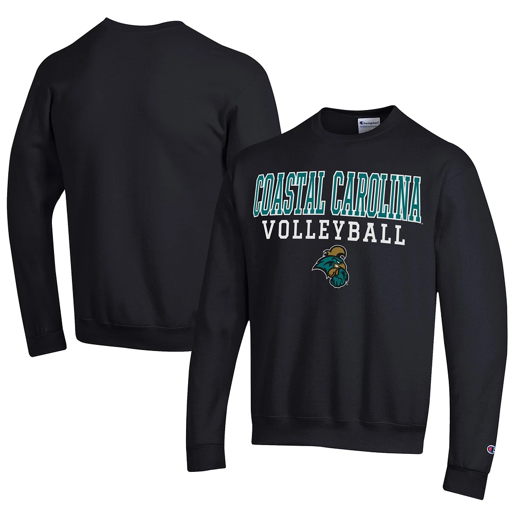 Men's Champion Coastal Carolina Chanticleers Stacked Logo Volleyball Eco Powerblend Pullover Sweatshirt