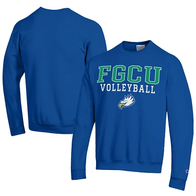 Men's Champion Blue Florida Gulf Coast Eagles Stacked Logo Volleyball Eco Powerblend Pullover Sweatshirt