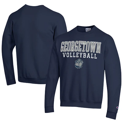 Men's Champion Navy Georgetown Hoyas Stacked Logo Volleyball Eco Powerblend Pullover Sweatshirt