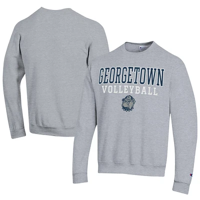 Men's Champion Gray Georgetown Hoyas Stacked Logo Volleyball Eco Powerblend Pullover Sweatshirt