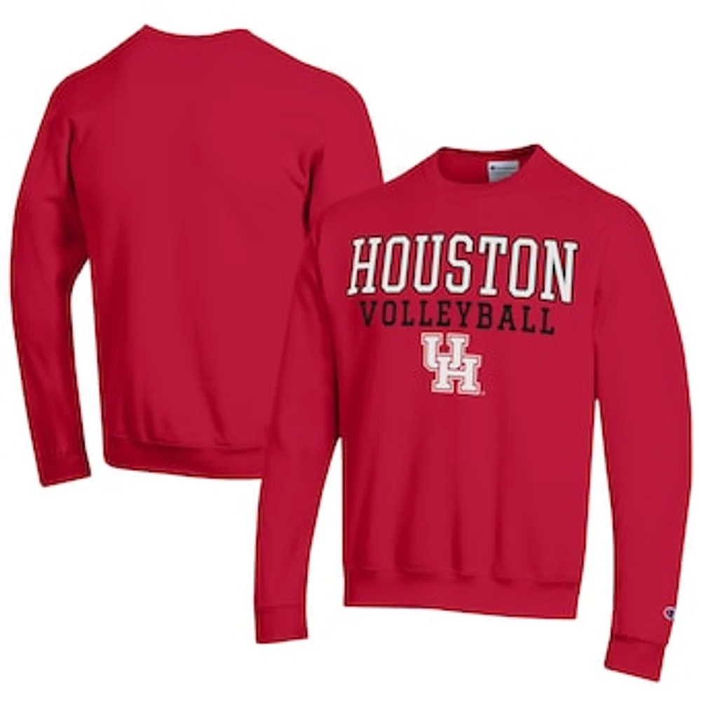 Men's Champion Houston Cougars Stacked Logo Volleyball Eco Powerblend Pullover Sweatshirt