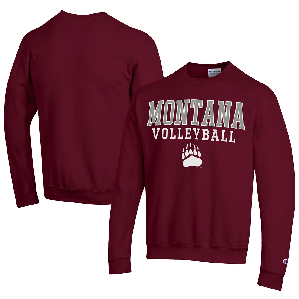 Men's Champion Maroon Montana Grizzlies Stacked Logo Volleyball Eco Powerblend Pullover Sweatshirt
