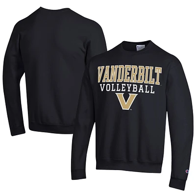Men's Champion Vanderbilt Commodores Stacked Logo Volleyball Eco Powerblend Pullover Sweatshirt