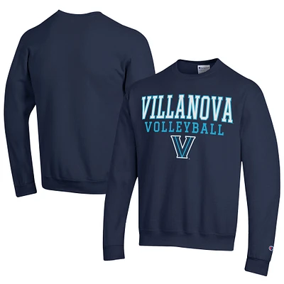 Men's Champion Navy Villanova Wildcats Stacked Logo Volleyball Eco Powerblend Pullover Sweatshirt