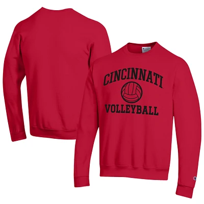 Men's Champion Red Cincinnati Bearcats Icon Logo Volleyball Eco Powerblend Pullover Sweatshirt