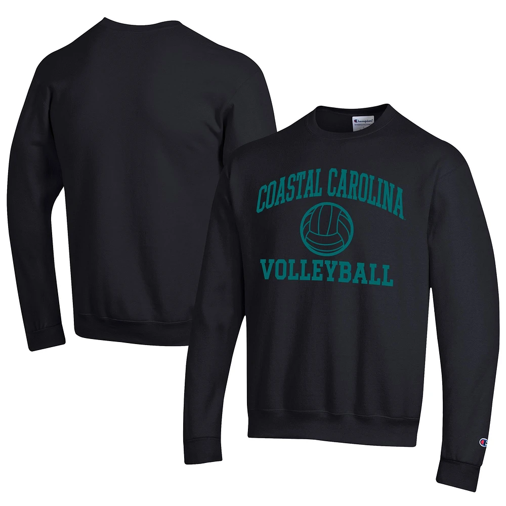 Men's Champion Coastal Carolina Chanticleers Icon Logo Volleyball Eco Powerblend Pullover Sweatshirt
