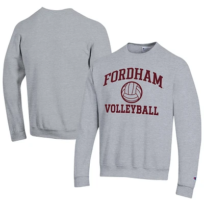 Men's Champion Gray Fordham Rams Icon Logo Volleyball Eco Powerblend Pullover Sweatshirt