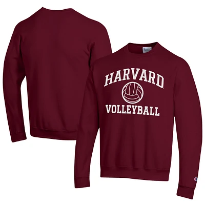 Men's Champion Crimson Harvard Icon Logo Volleyball Eco Powerblend Pullover Sweatshirt