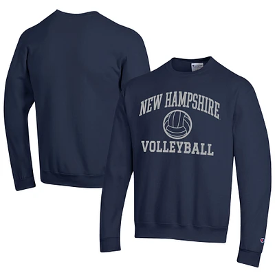 Men's Champion Navy New Hampshire Wildcats Icon Logo Volleyball Eco Powerblend Pullover Sweatshirt