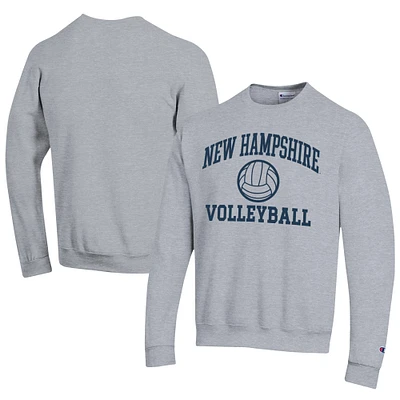Men's Champion Gray New Hampshire Wildcats Icon Logo Volleyball Eco Powerblend Pullover Sweatshirt