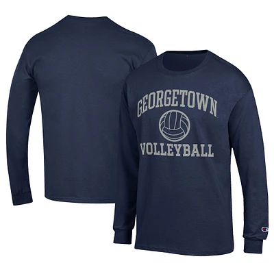 Men's Champion Navy Georgetown Hoyas Stacked Logo Volleyball Jersey Long Sleeve T-Shirt
