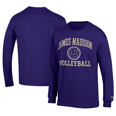 Men's Champion Purple James Madison Dukes Stacked Logo Volleyball Jersey Long Sleeve T-Shirt