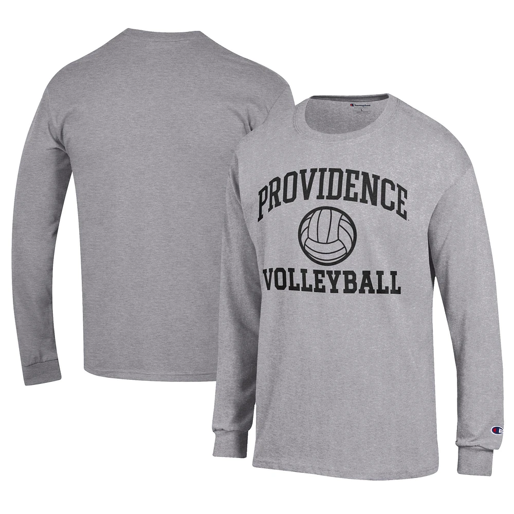 Men's Champion Gray Providence Friars Stacked Logo Volleyball Jersey Long Sleeve T-Shirt