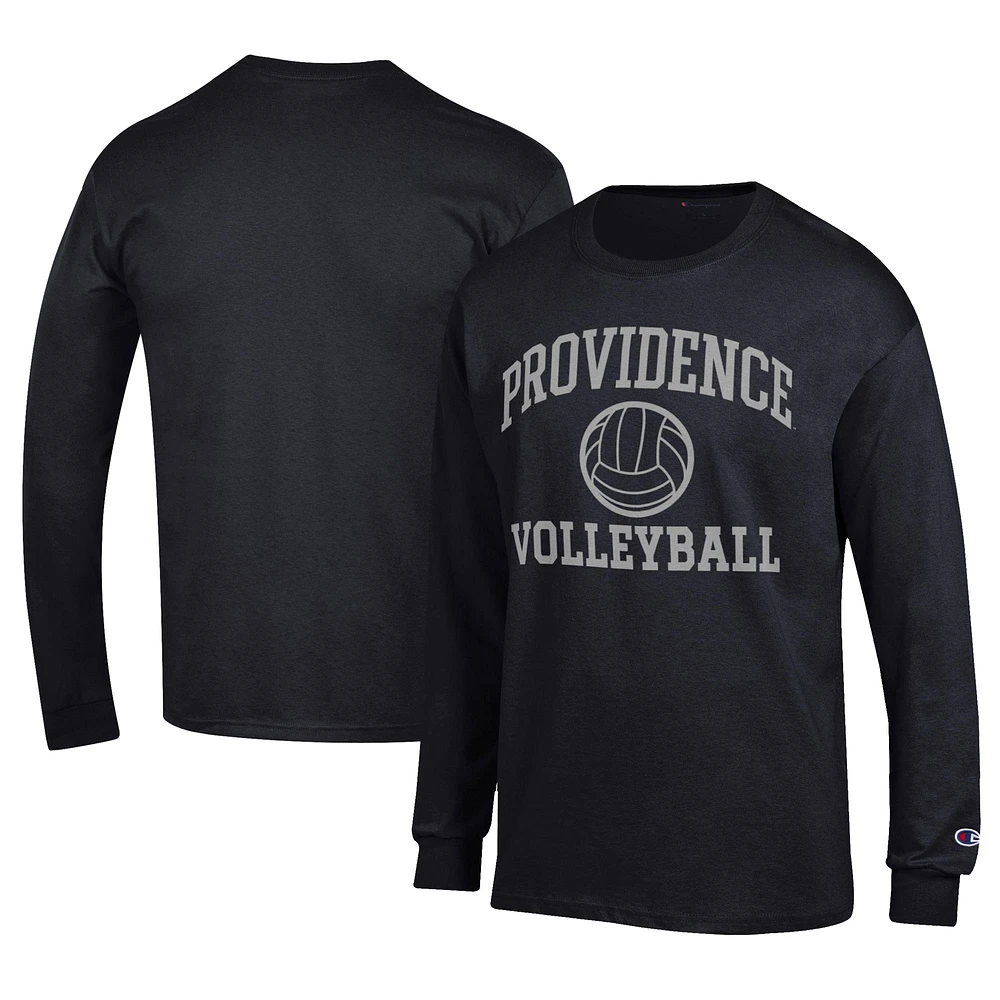 Men's Champion Black Providence Friars Stacked Logo Volleyball Jersey Long Sleeve T-Shirt