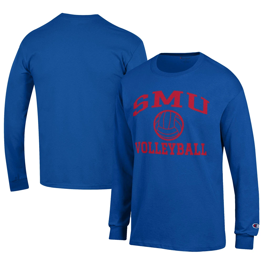 Men's Champion Royal SMU Mustangs Stacked Logo Volleyball Jersey Long Sleeve T-Shirt