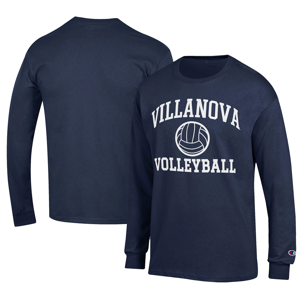 Men's Champion Navy Villanova Wildcats Stacked Logo Volleyball Jersey Long Sleeve T-Shirt