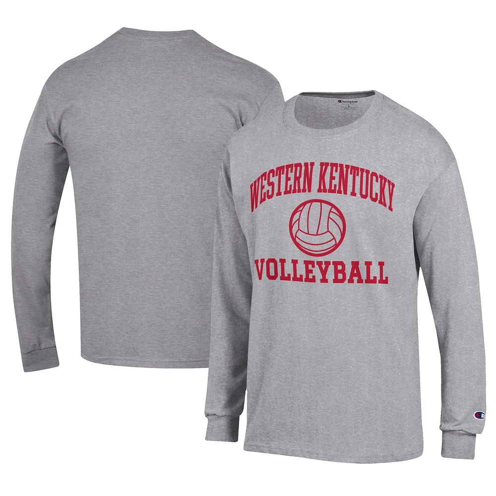 Men's Champion Gray Western Kentucky Hilltoppers Stacked Logo Volleyball Jersey Long Sleeve T-Shirt