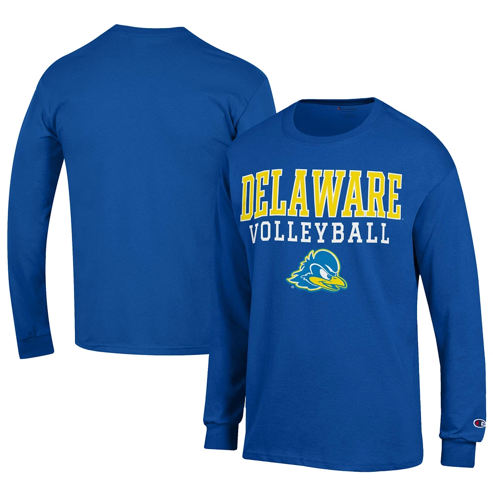 Men's Champion Royal Delaware Fightin' Blue Hens Stacked Logo Volleyball Jersey Long Sleeve T-Shirt