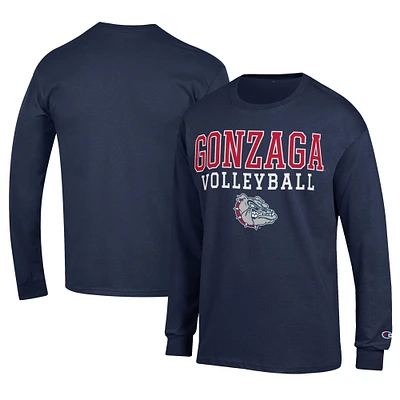 Men's Champion Navy Gonzaga Bulldogs Stacked Logo Volleyball Jersey Long Sleeve T-Shirt
