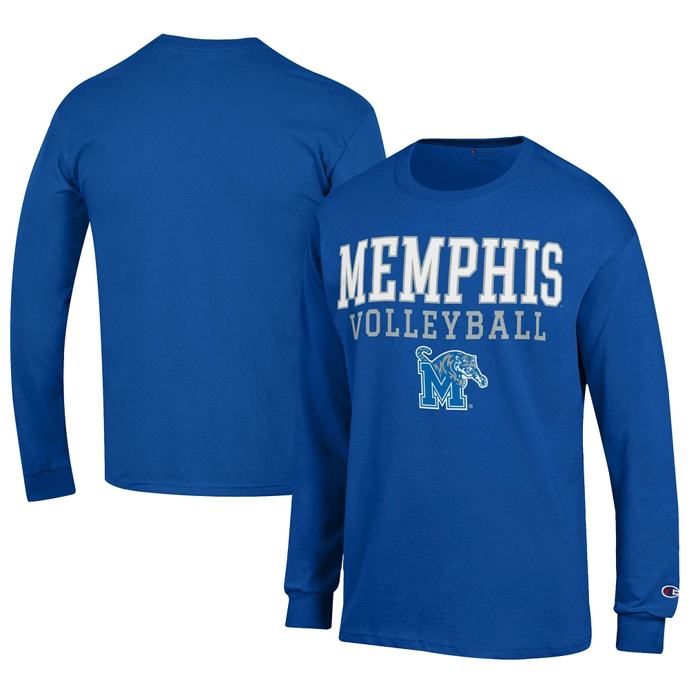 Men's Champion Royal Memphis Tigers Stacked Logo Volleyball Jersey Long Sleeve T-Shirt