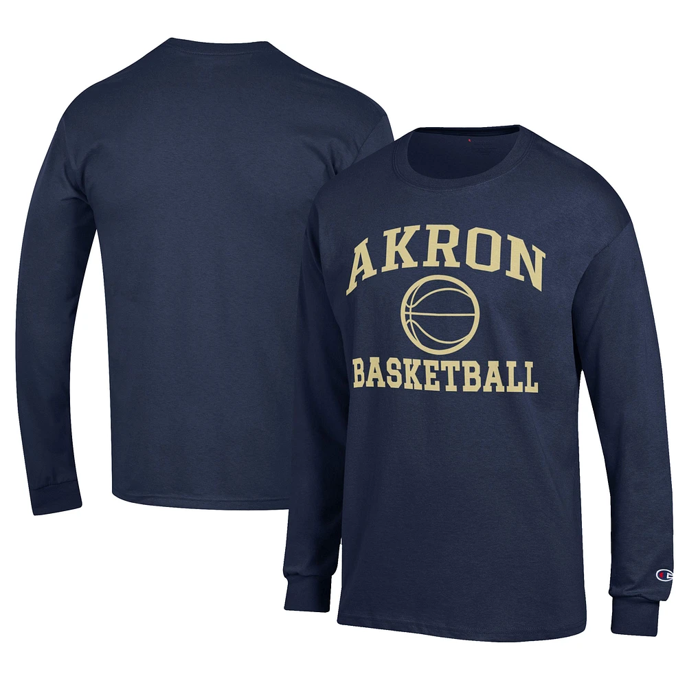 Men's Champion Navy Akron Zips Icon Logo Basketball Jersey Long Sleeve T-Shirt