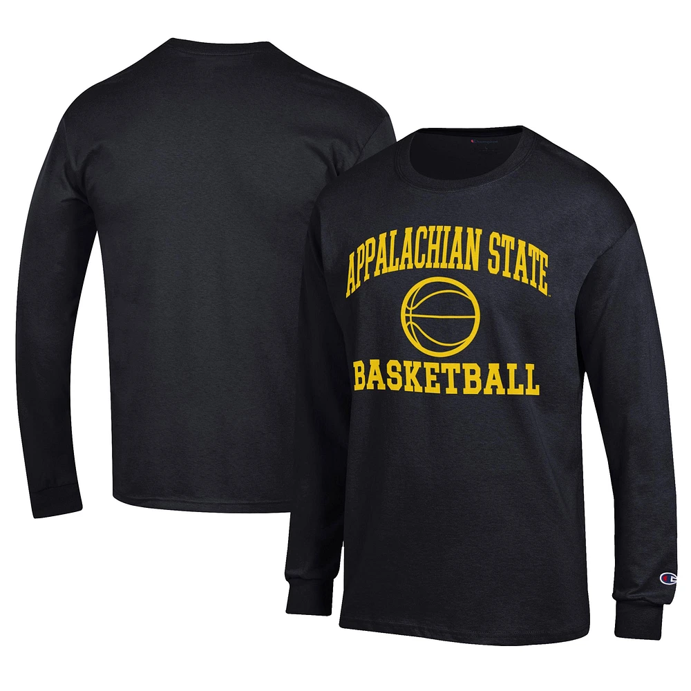 Men's Champion Black Appalachian State Mountaineers Icon Logo Basketball Jersey Long Sleeve T-Shirt
