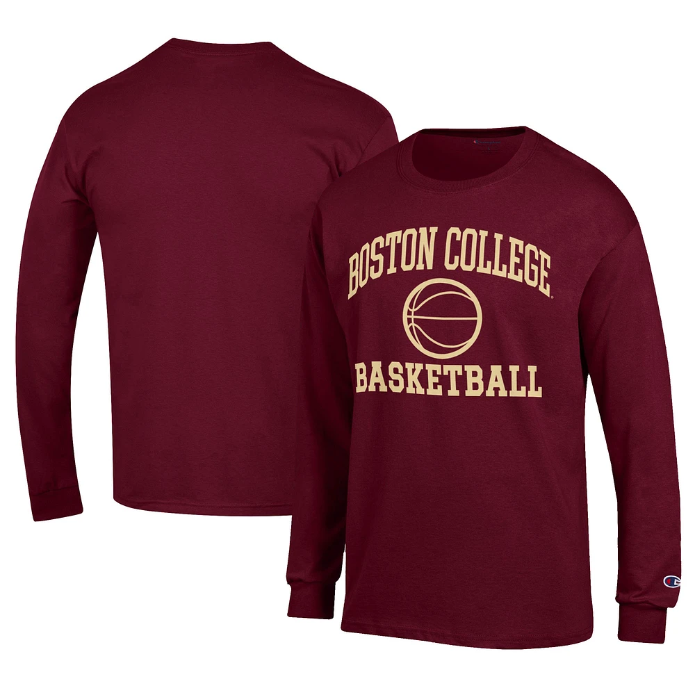 Men's Champion Maroon Boston College Eagles Icon Logo Basketball Jersey Long Sleeve T-Shirt